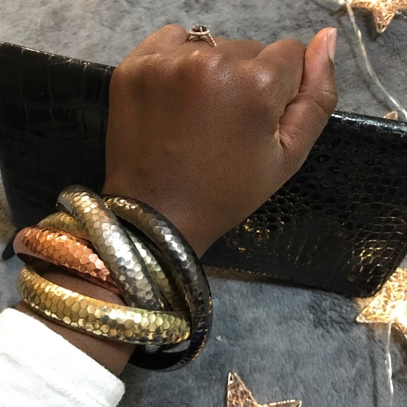 Multicolored 5-ring bangles bracelet Rose Gold - Picture 3 of 7